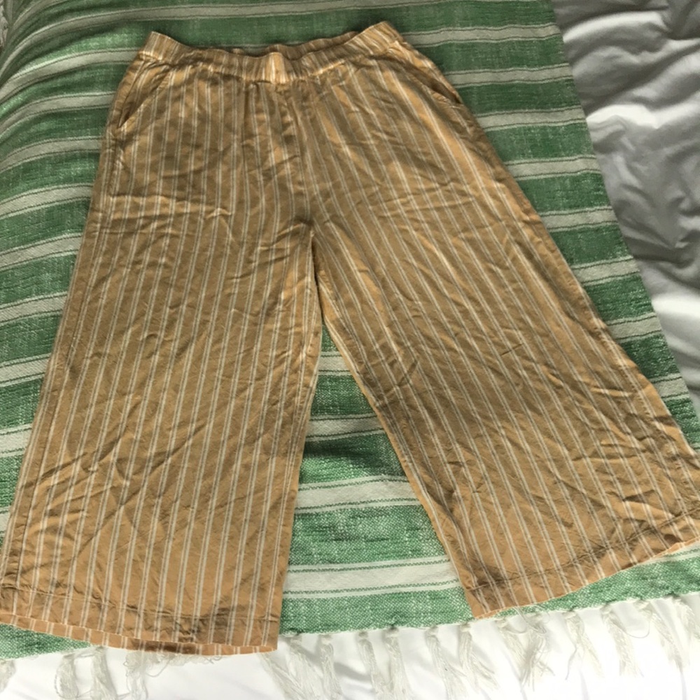 Yellow Striped Flowy Pants